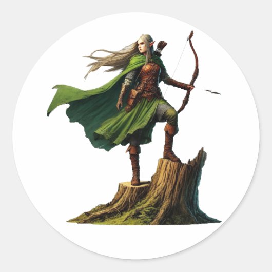 小妖精や小人（弓） ラウンドシール (正面)