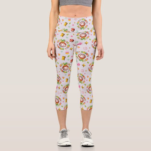 小妖精や小人 | 4つの主要な食品グループのパターン カプリレギンス (正面)