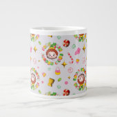小妖精や小人 | 4つの主要な食品グループのパターン ジャンボコーヒーマグカップ (正面)