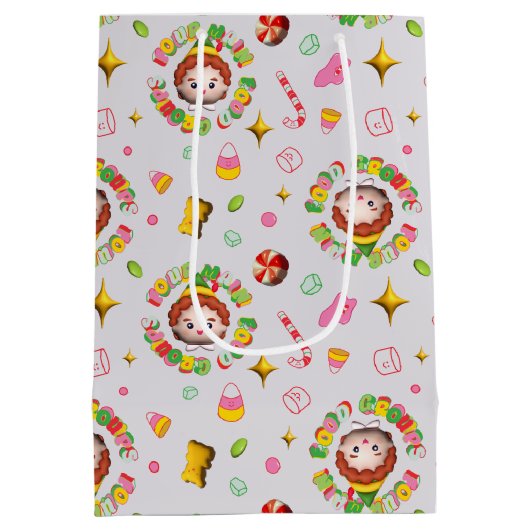 小妖精や小人 | 4つの主要な食品グループのパターン ミディアムペーパーバッグ (裏面)