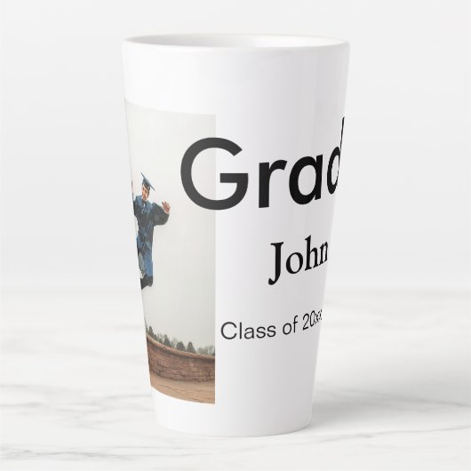 小姓名年次文字QR卒業おめでとう カフェラテマグ (正面)