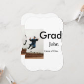 小姓名年次文字QR卒業おめでとう カード (正面/裏面インサイチュ)