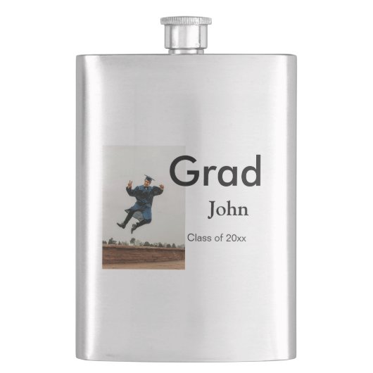 小姓名年次文字QR卒業おめでとう フラスク (正面)