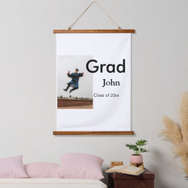 小姓名年次文字QR卒業おめでとう 吊り下げ型タペストリー