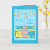 小子供へ男の子の年齢の誕生日挨拶 カード (黄色い花)