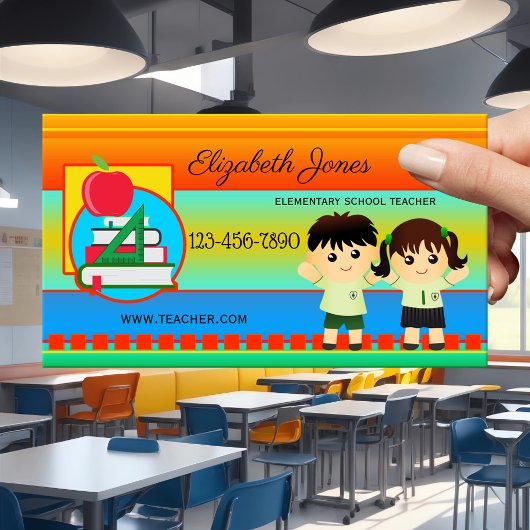 小学はっきりした校先生名刺 予約カード