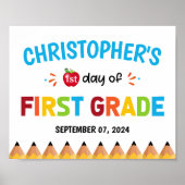 小学カラフル1年生の少年の初日 ポスター (正面)