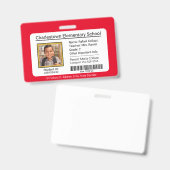 小学モダン生IDバッジ赤 バッジ (正面＆裏面)