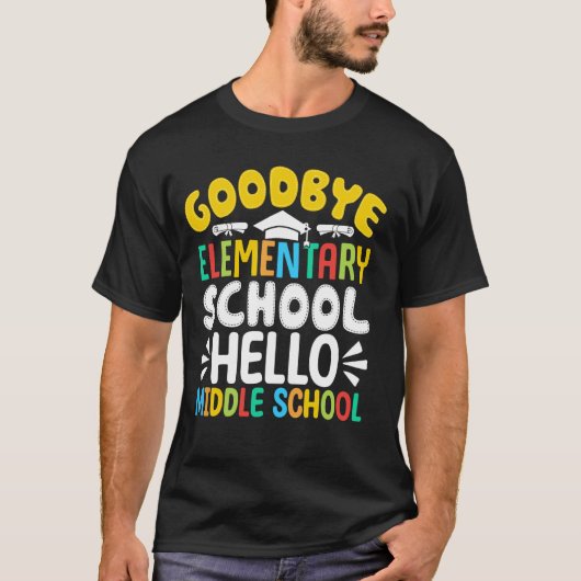 小学校おつかれさま 中学校こんにちは 最後 Tシャツ (正面)
