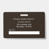 小学校のスタッフ写真ID従業員バッジ バッジ (裏面)