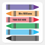 小学校の先生カラフルクレヨンのシール スクエアシール (正面)