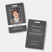 小学校の先生写真IDバッジのマスクなし バッジ (Front & Back)