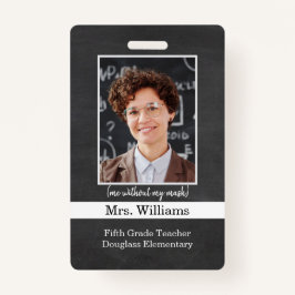 小学校の先生写真IDバッジのマスクなし バッジ