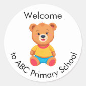 小学校へようこそテディベアキッズ ラウンドシール (正面)