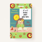 小学校オフィスマネージャー写真バッジ バッジ (正面)