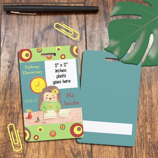 小学校オフィスマネージャー写真バッジ バッジ