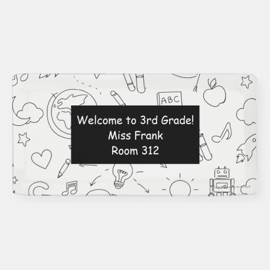 小学校パーソナライズされた先生教室 横断幕 (横)