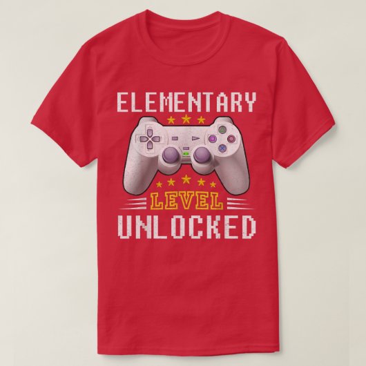 小学校レベルのロック解除されたビデオゲーム戻る学校 Tシャツ (デザイン正面)