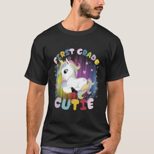 小学校一年生 ユニコーン かわいい Tシャツ (正面)