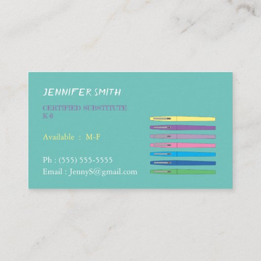 小学校代替先生名刺 名刺 (裏面)