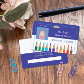 小学校先生ブルーフォトIDバッジ バッジ