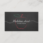 小学校先生レッドアップルチョークボード 名刺 (正面)