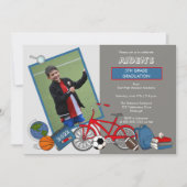 小学校写真男子卒業パーティー 招待状 (正面)