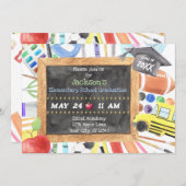 小学校卒業式発表招待状 案内状 (正面/裏面)