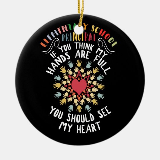 小学校校長表彰ハート セラミックオーナメント (正面)