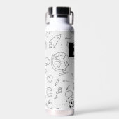 小学校白パーソナライズされた黒 ウォーターボトル (正面)