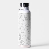 小学校白パーソナライズされた黒 ウォーターボトル (右面)