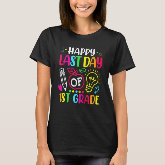 小学校1年生の最後の日 先生 生徒 卒業 Tシャツ (正面)