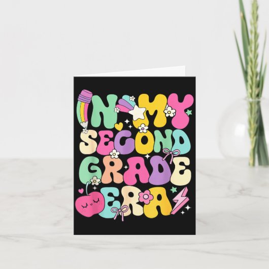 小学校2年生の時代の私の先生は女性で学校に戻る カード (正面)