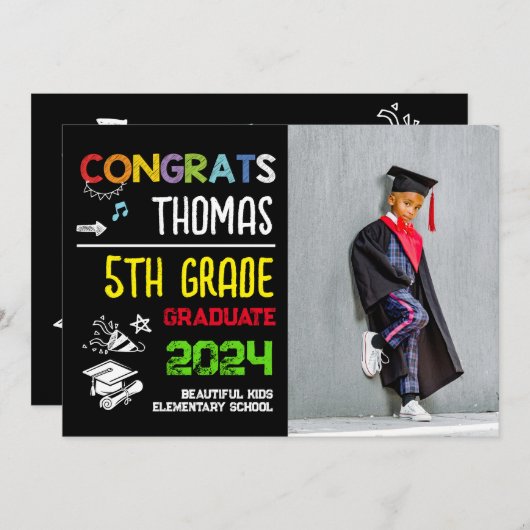 小学校5年生の写真 招待状 (正面/裏面)