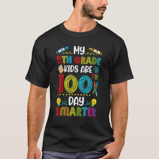 小学校5年生100日目の賢い生徒 先生へのプレゼント Tシャツ (正面)