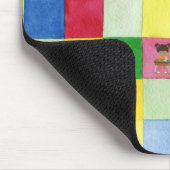 小学生が教室で机を使って マウスパッド (コーナー)