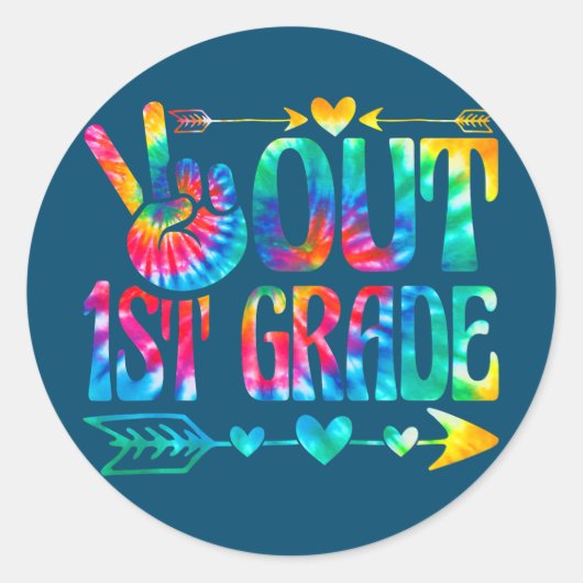 小学生の卒業式1年生の最終日 ラウンドシール (正面)