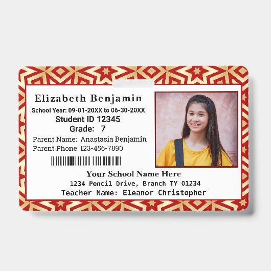 小学生の子供の写真ID バッジ (正面)