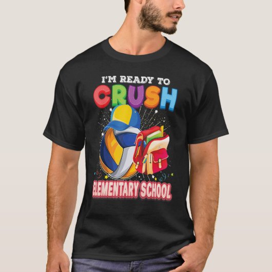 小学生バレーボール場をつぶす準備ができている Tシャツ (正面)