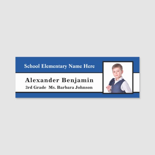 小学生ボーイガールフォトID ID 名札 (正面)