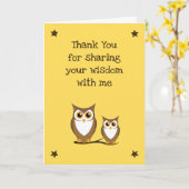 小学生先生(学生より)フクロウありがとう カード (黄色い花)