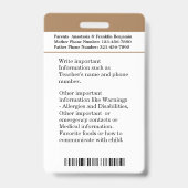 小学生写真ID識別カード バッジ (裏面)