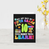 小学5年生の少年少女の第1日 カード (黄色い花)