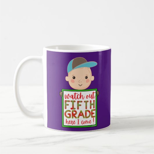 小学5年生を見てかわいい来よおもしろい コーヒーマグカップ (左)
