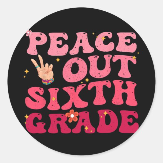 小学6年生の小学生の最後の日の平和 ラウンドシール (正面)