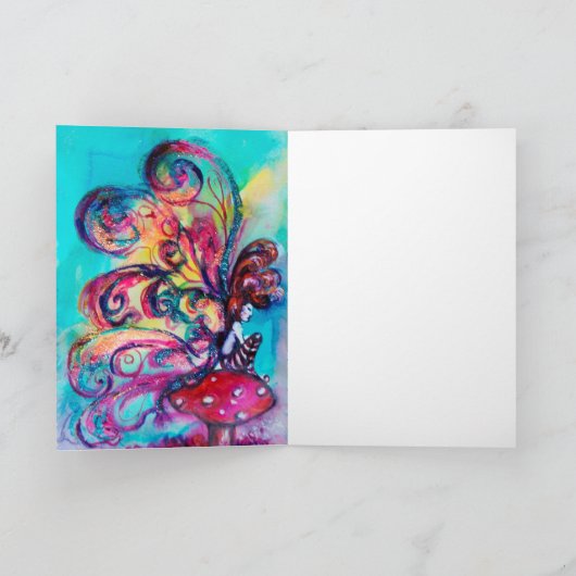 小小妖精や小人のキノコと幸せなクリスマスの願い シーズンカード (内部)