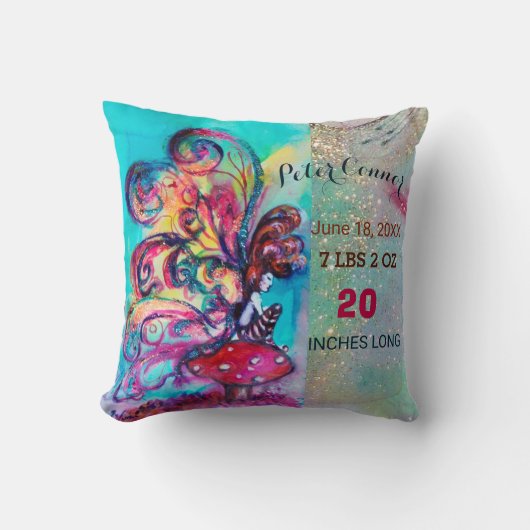 小小妖精や小人のキノコの赤ちゃんシャワー男の子のベビー状態 クッション (正面)