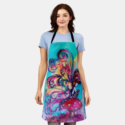 小小妖精や小人のキノコファンタジー エプロン (着用した状態)