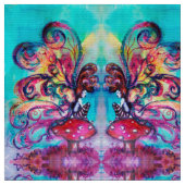 小小妖精や小人のキノコファンタジー ファブリック (クローズアップ)