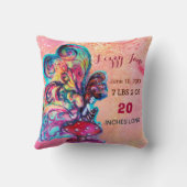 小小妖精や小人キノコ赤ちゃんシャワーベビー誕生統計 クッション (裏面)